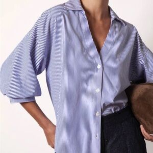 Brochu Walker Blue and White Striped Button Down Shirt